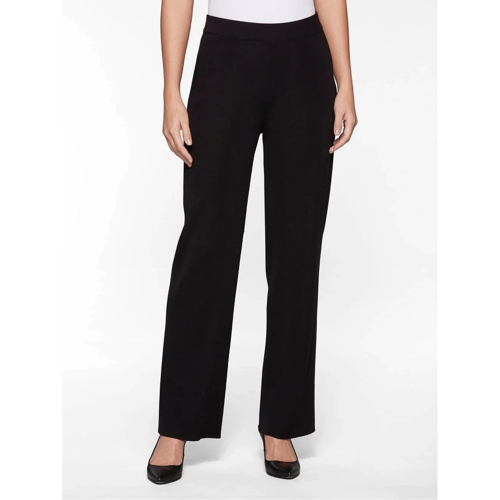 Misook Women's XS Black "Nancy" Wide Leg Mylana Knit Pant Elegant Dressy Chic